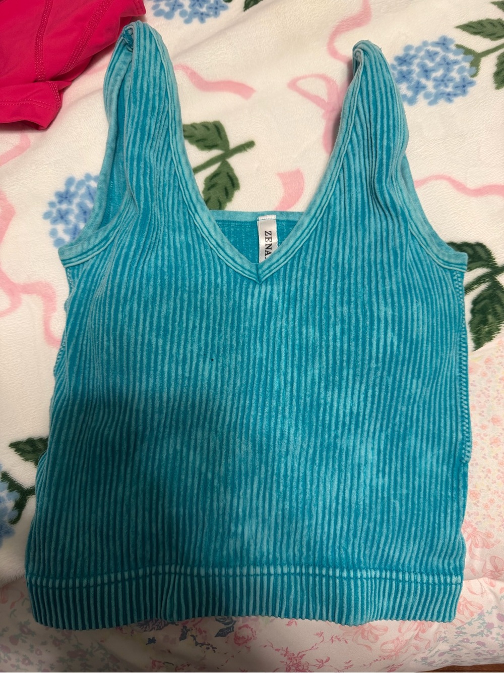 Zena Teal Ribbed V‑Neck Tank